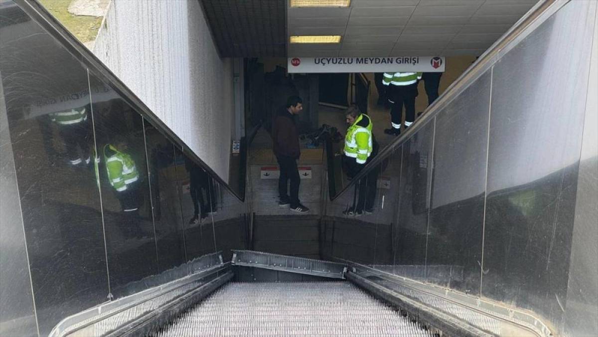 Güngören'de metro istasyonunun yürüyen merdiven basamakları yerinden çıktı
