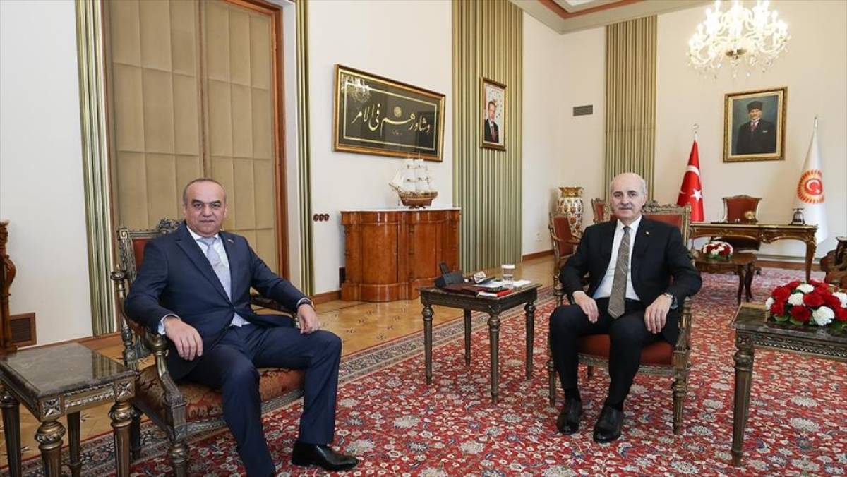 TBMM Başkanı Kurtulmuş, Tacikistan'ın Ankara B&uuml;y&uuml;kel&ccedil;isi İmomi'yi kabul etti