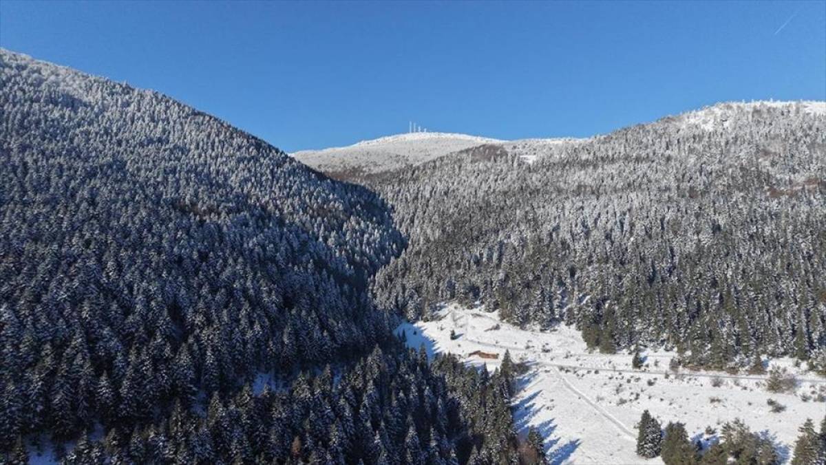 Samsun'da kar altındaki ormanlar dronla g&ouml;r&uuml;nt&uuml;lendi