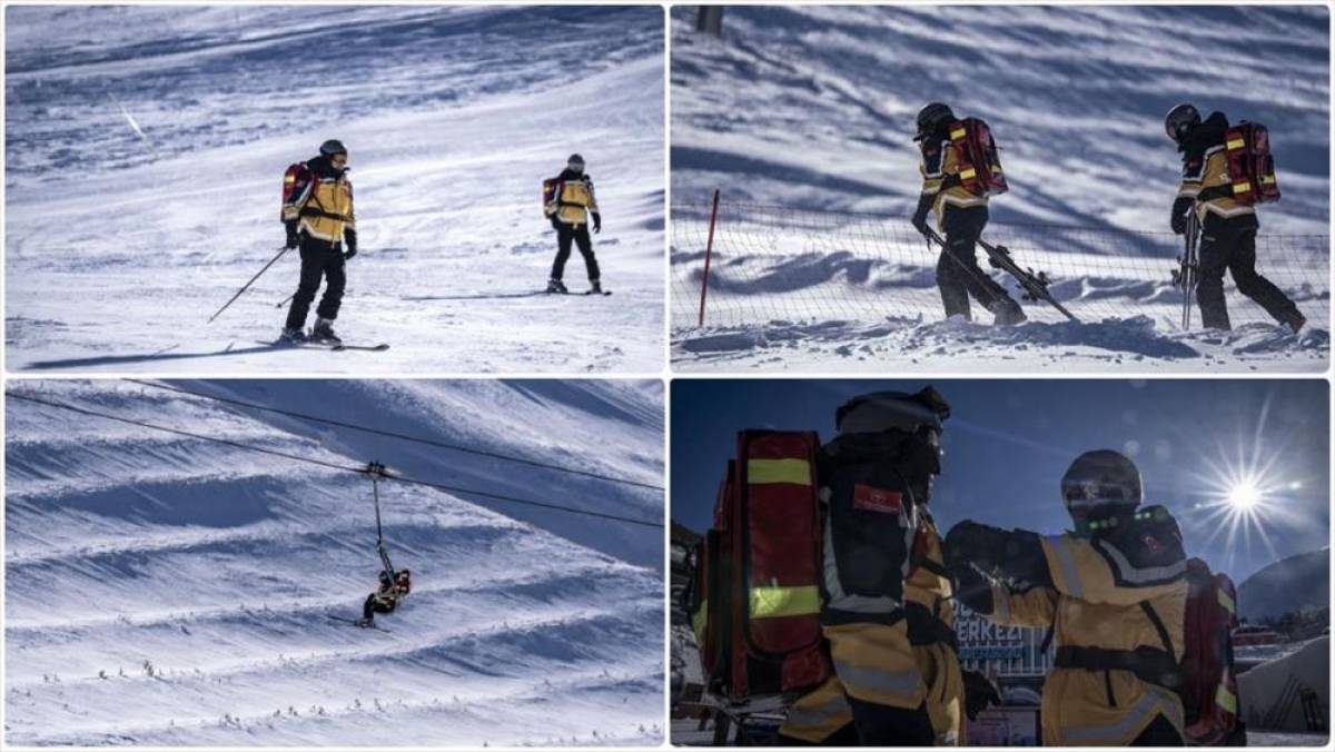 Paland&ouml;ken'in "kayaklı 112 sağlık ekibi" sporcu kazalarına anında m&uuml;dahale edecek