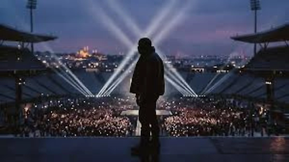 D&uuml;nyaca &uuml;nl&uuml; rap&ccedil;i Kanye West, kariyerinin en b&uuml;y&uuml;k konseri i&ccedil;in İstanbul Atat&uuml;rk Olimpiyat Stadı'nda sahneye &ccedil;ıktı