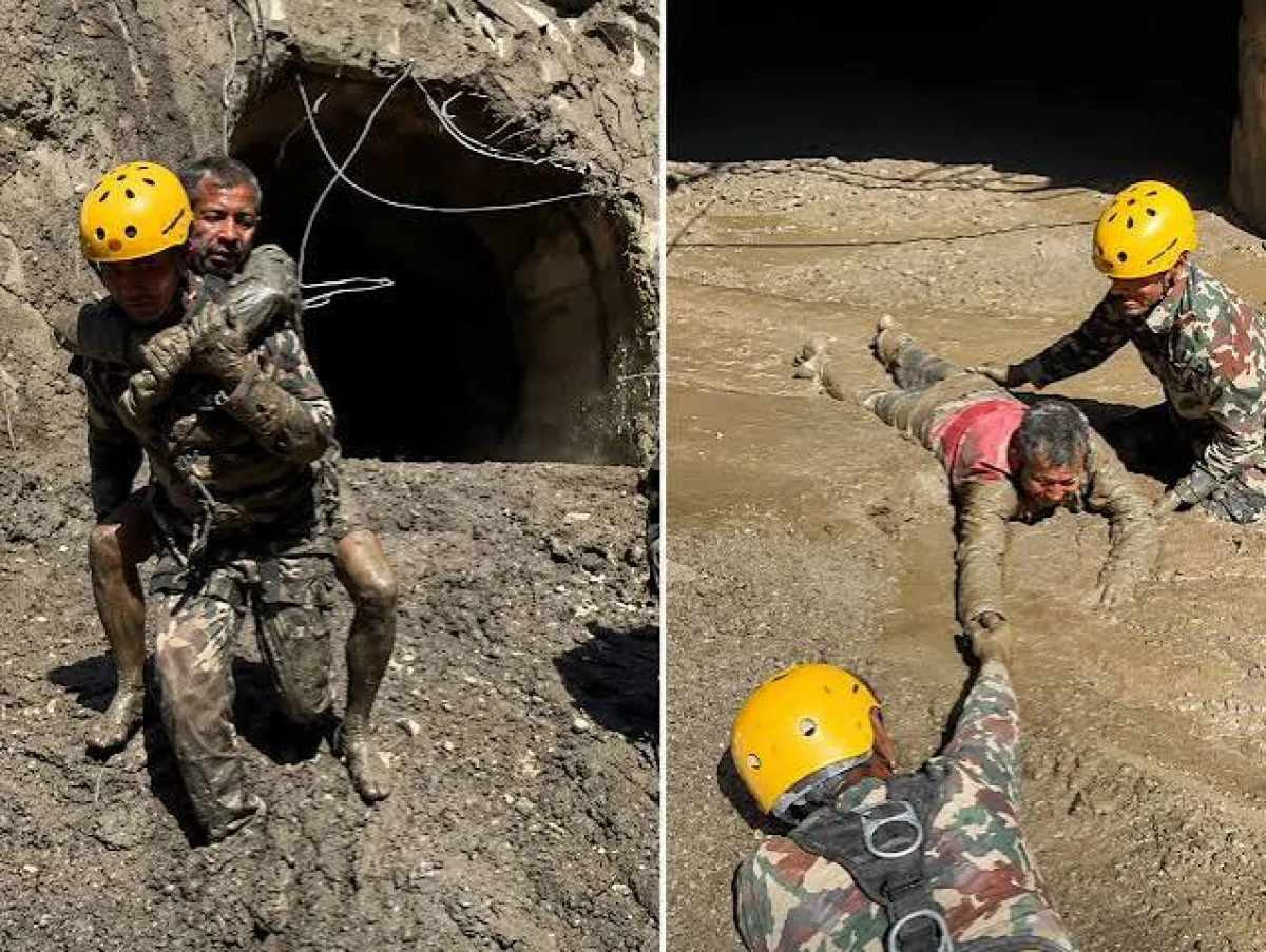 Nepal'deki hidroelektrik t&uuml;nelinden iki kişi sağ olarak kurtarıldı